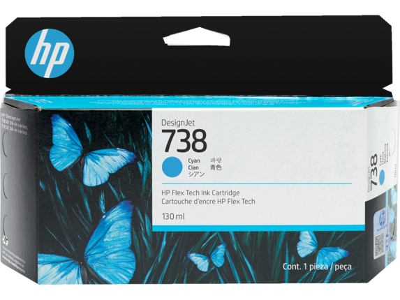 HP 738 130ml Cyan DesignJet Ink Cartridge (498N5A)